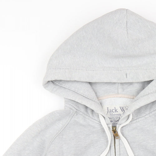 Jack Wills Womens Grey Cotton Full Zip Hoodie Size 10 Zip