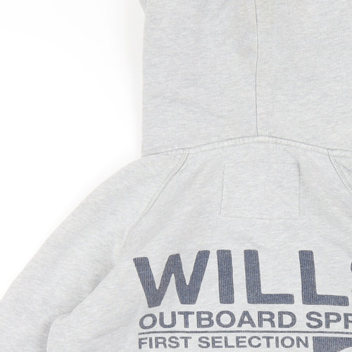 Jack Wills Womens Grey Cotton Full Zip Hoodie Size 10 Zip
