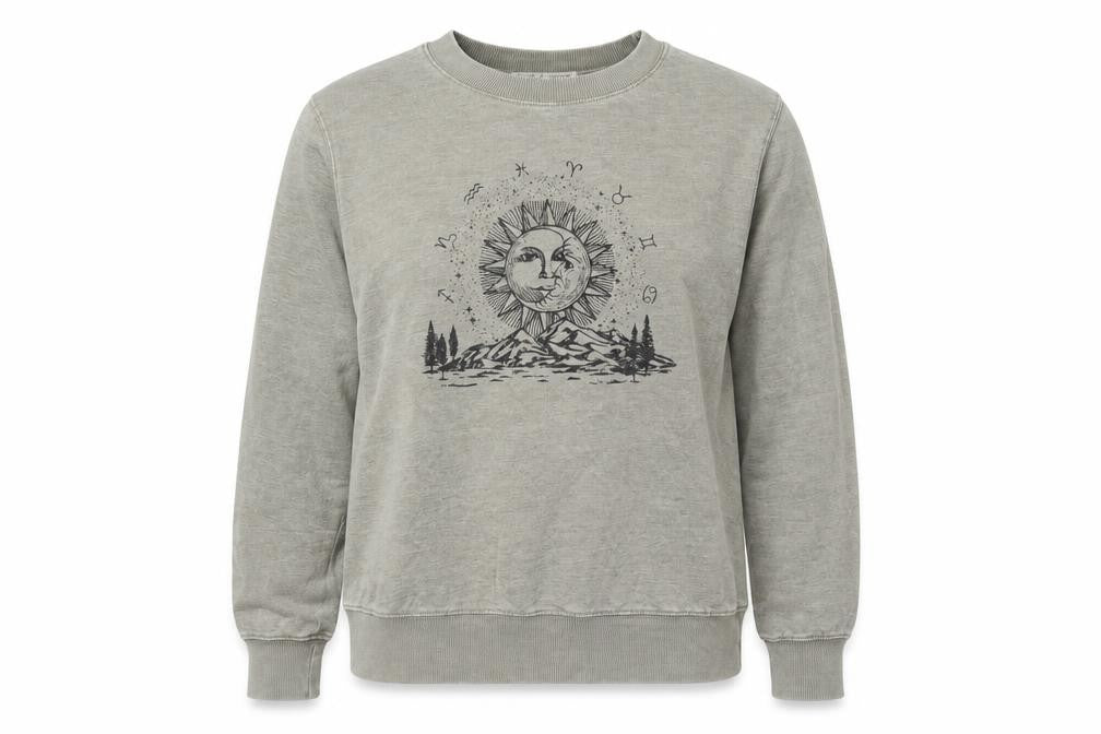 Front view of Wallflower women’s green cotton pullover sweatshirt, size M, pullover