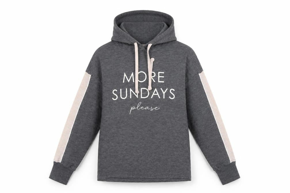 Front view of Boux Avenue women’s grey polyester pullover hoodie, size UK 8, pullover