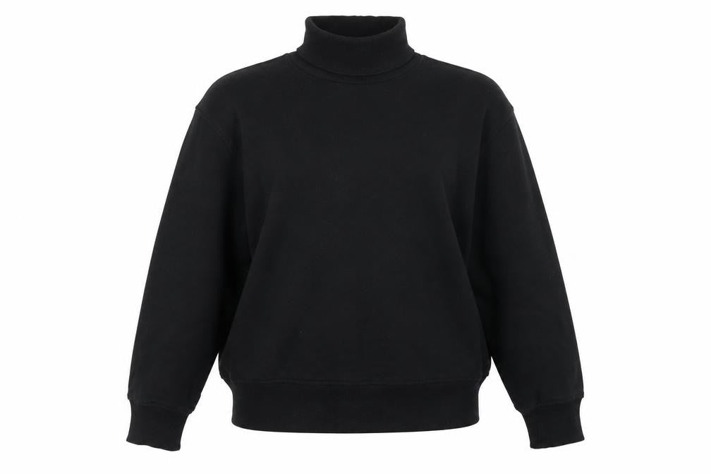 Front view of Zara women’s black cotton pullover sweatshirt, size M, pullover