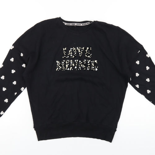 Disney Girls Black Cotton Pullover Sweatshirt Size 9 Years Pullover - Love Minnie Mouse
