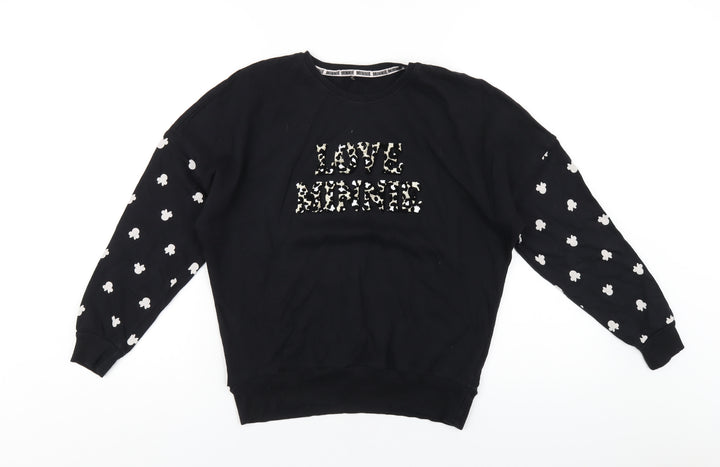 Disney Girls Black Cotton Pullover Sweatshirt Size 9 Years Pullover - Love Minnie Mouse