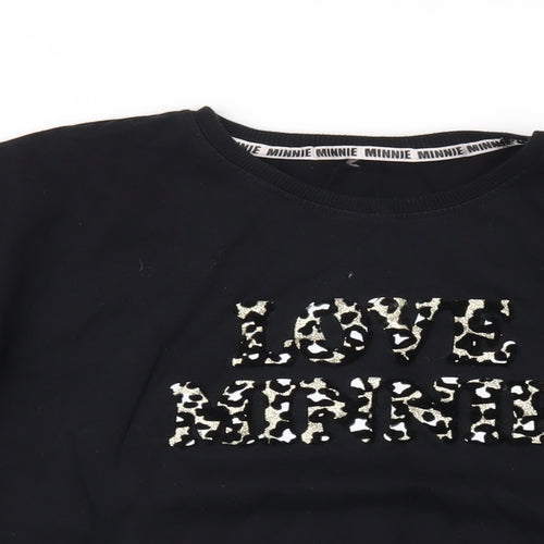 Disney Girls Black Cotton Pullover Sweatshirt Size 9 Years Pullover - Love Minnie Mouse