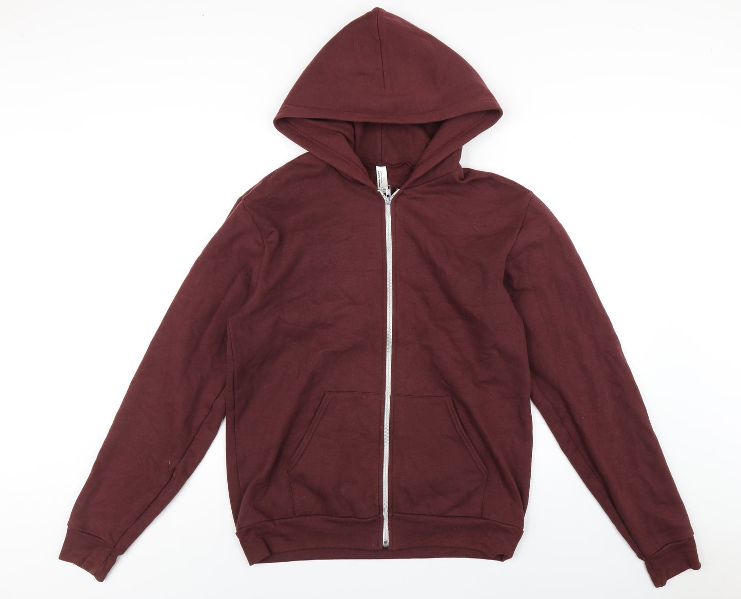 American Apparel Mens Red Cotton Full Zip Hoodie Size L