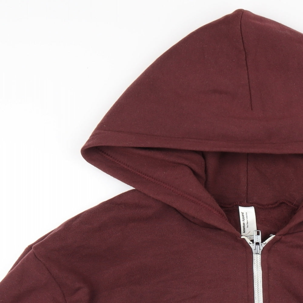 American Apparel Mens Red Cotton Full Zip Hoodie Size L