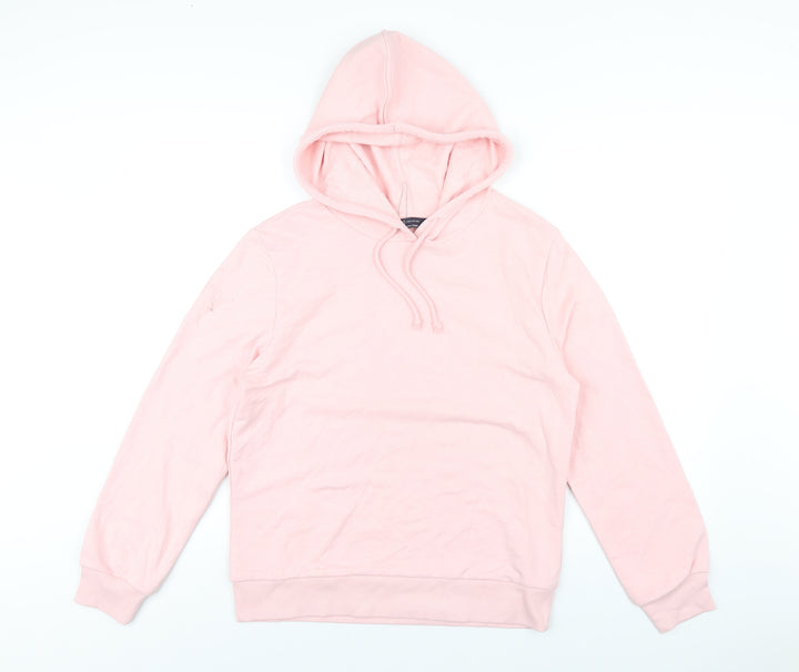 Marks and Spencer Womens Pink Cotton Pullover Hoodie Size 10 Pullover