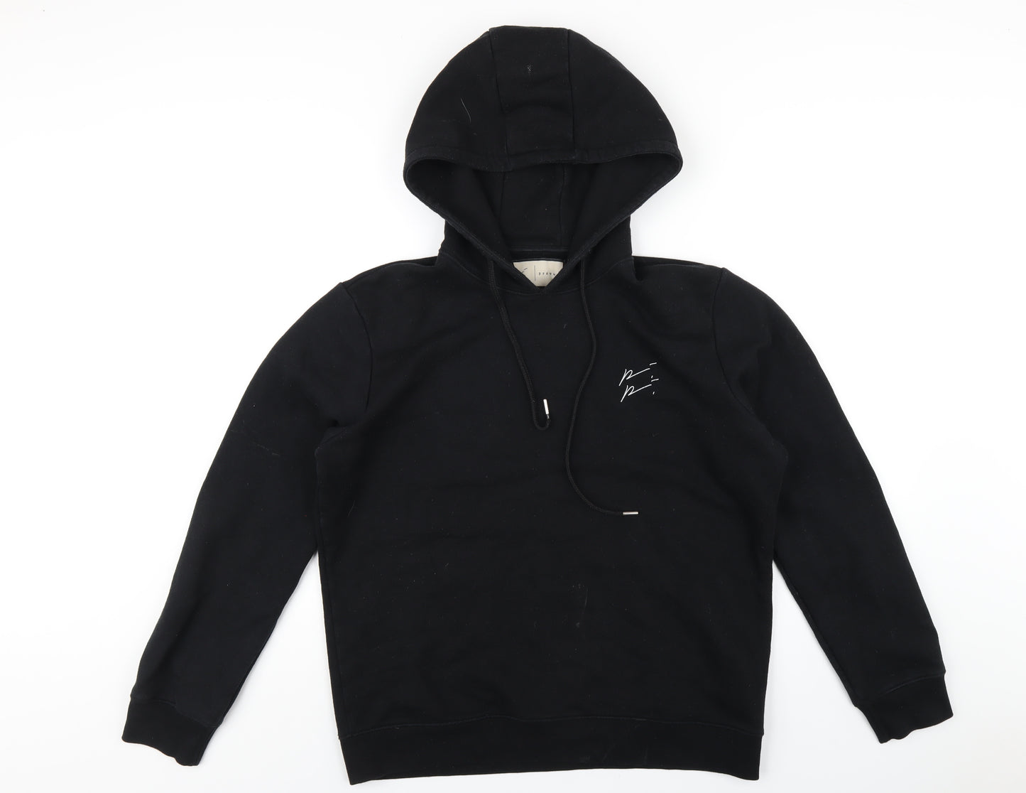 Prevu Mens Black Cotton Pullover Hoodie Size L