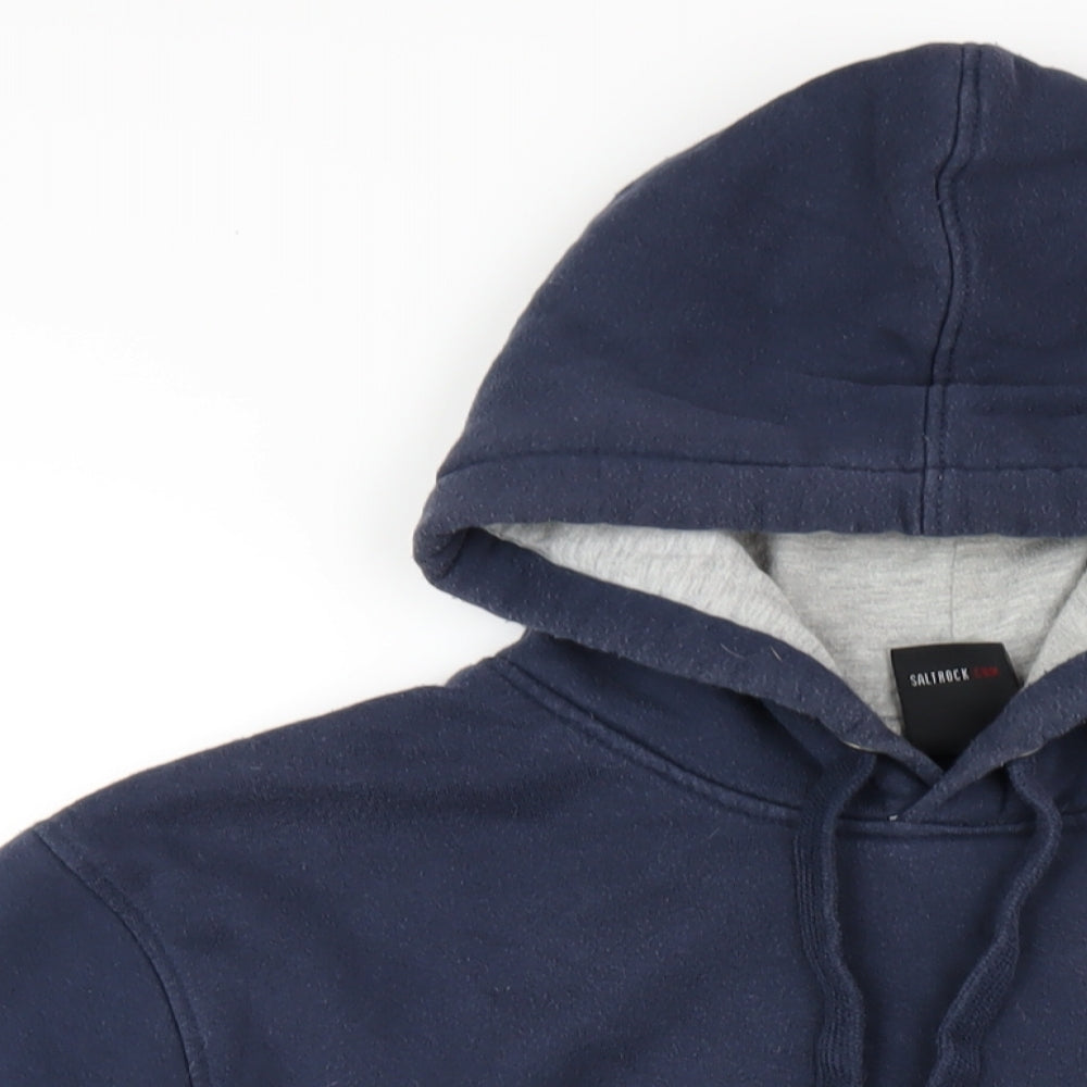 Saltrock Mens Blue Cotton Pullover Hoodie Size L