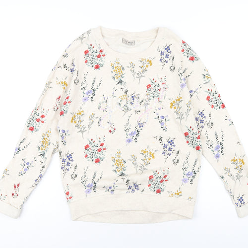 NEXT Girls Ivory Floral Cotton Pullover Sweatshirt Size 12 Years Pullover