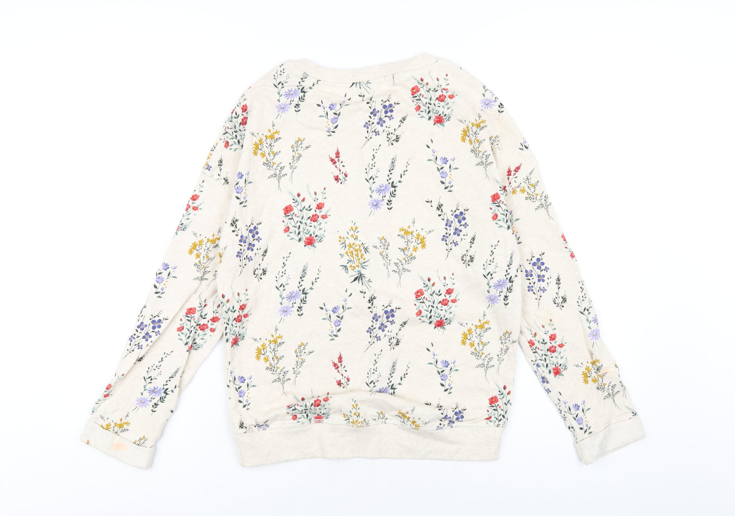 NEXT Girls Ivory Floral Cotton Pullover Sweatshirt Size 12 Years Pullover