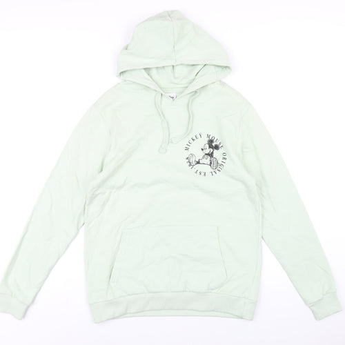 Disney Womens Green Cotton Pullover Hoodie Size 12 Pullover