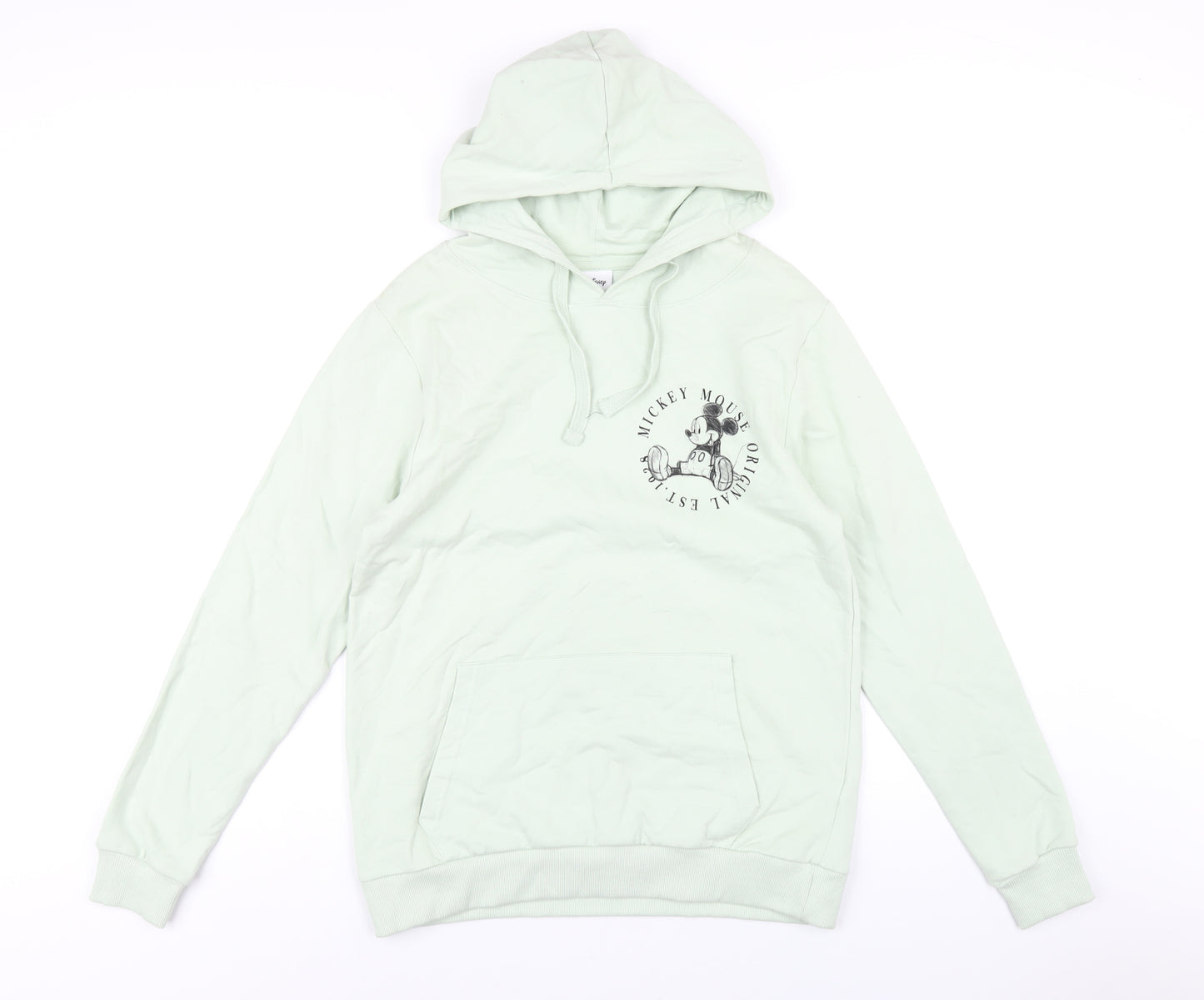 Disney Womens Green Cotton Pullover Hoodie Size 12 Pullover