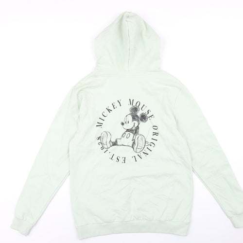 Disney Womens Green Cotton Pullover Hoodie Size 12 Pullover