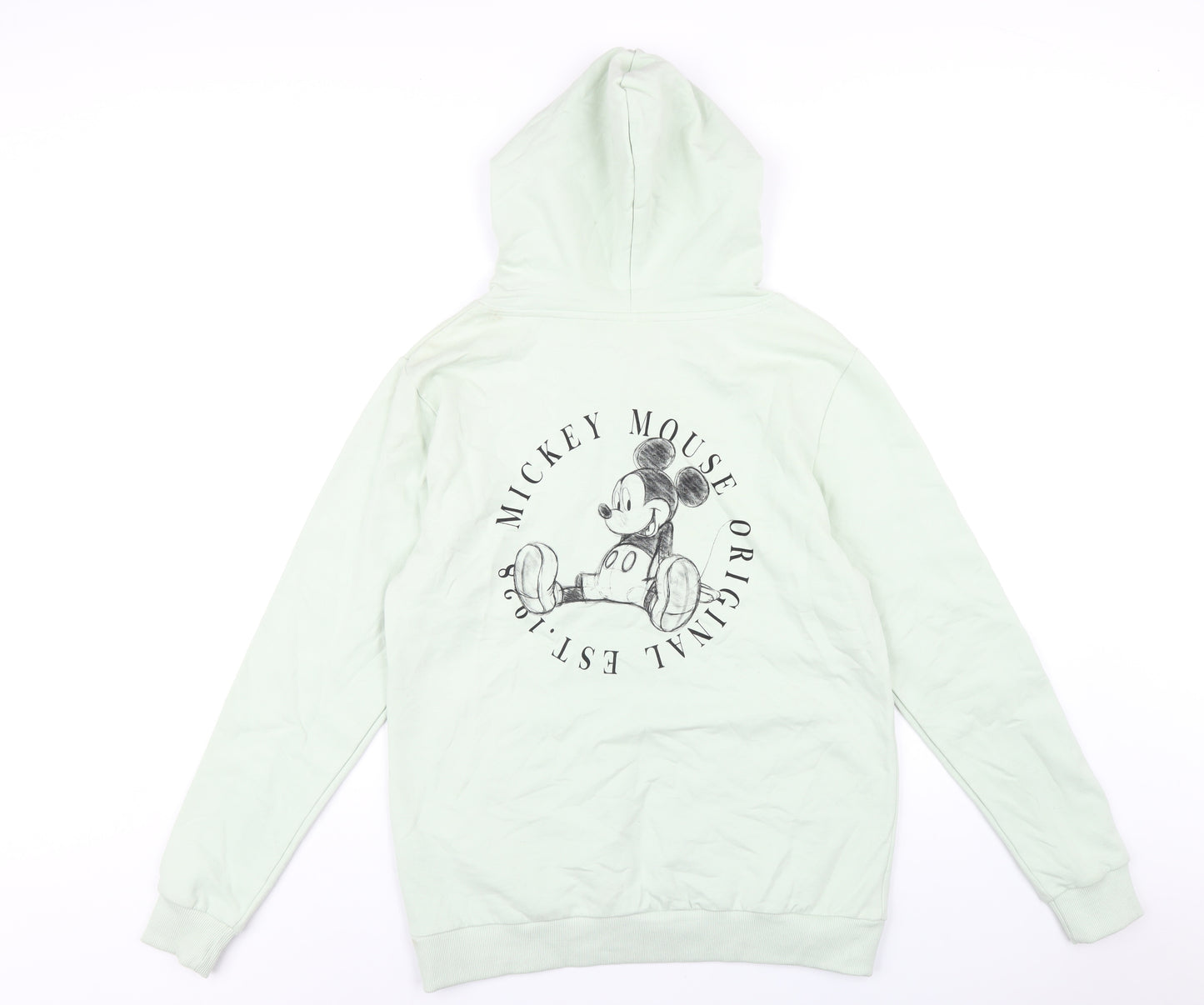 Disney Womens Green Cotton Pullover Hoodie Size 12 Pullover