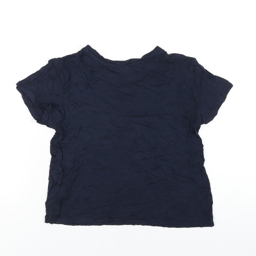 H&M Womens Blue Viscose Basic T-Shirt Size S Round Neck