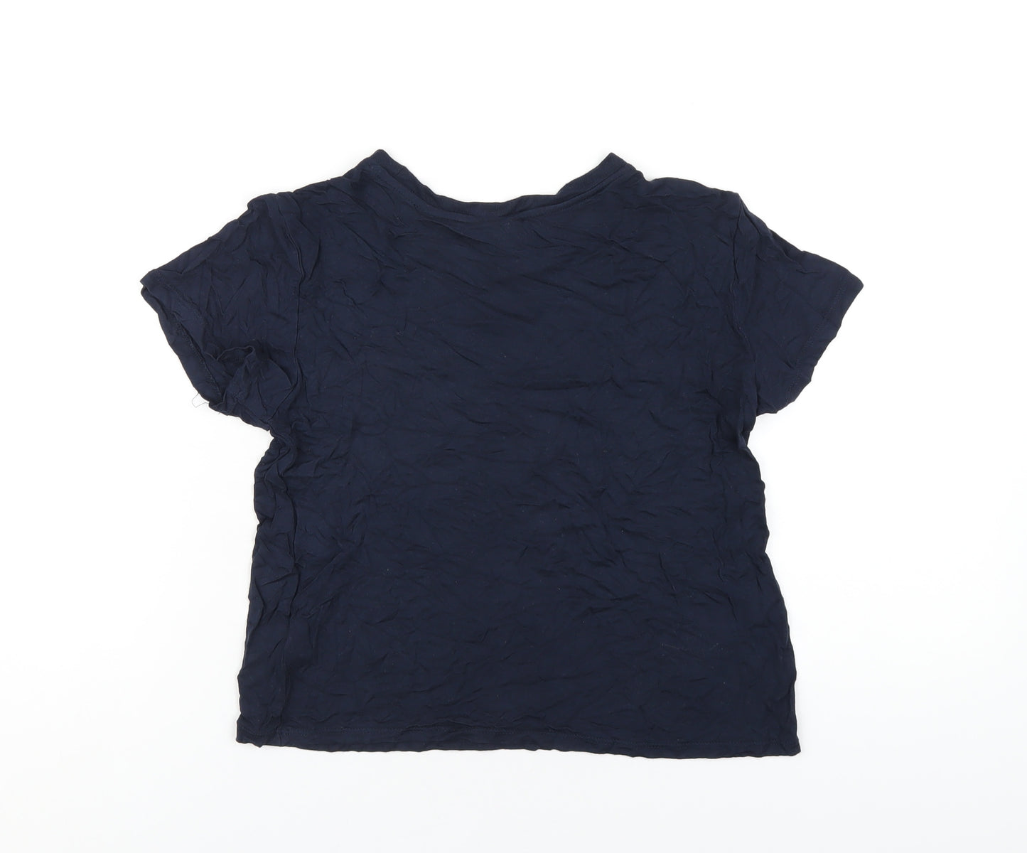 H&M Womens Blue Viscose Basic T-Shirt Size S Round Neck
