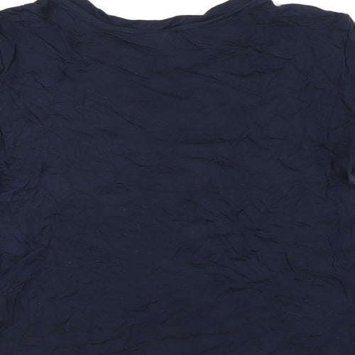 H&M Womens Blue Viscose Basic T-Shirt Size S Round Neck