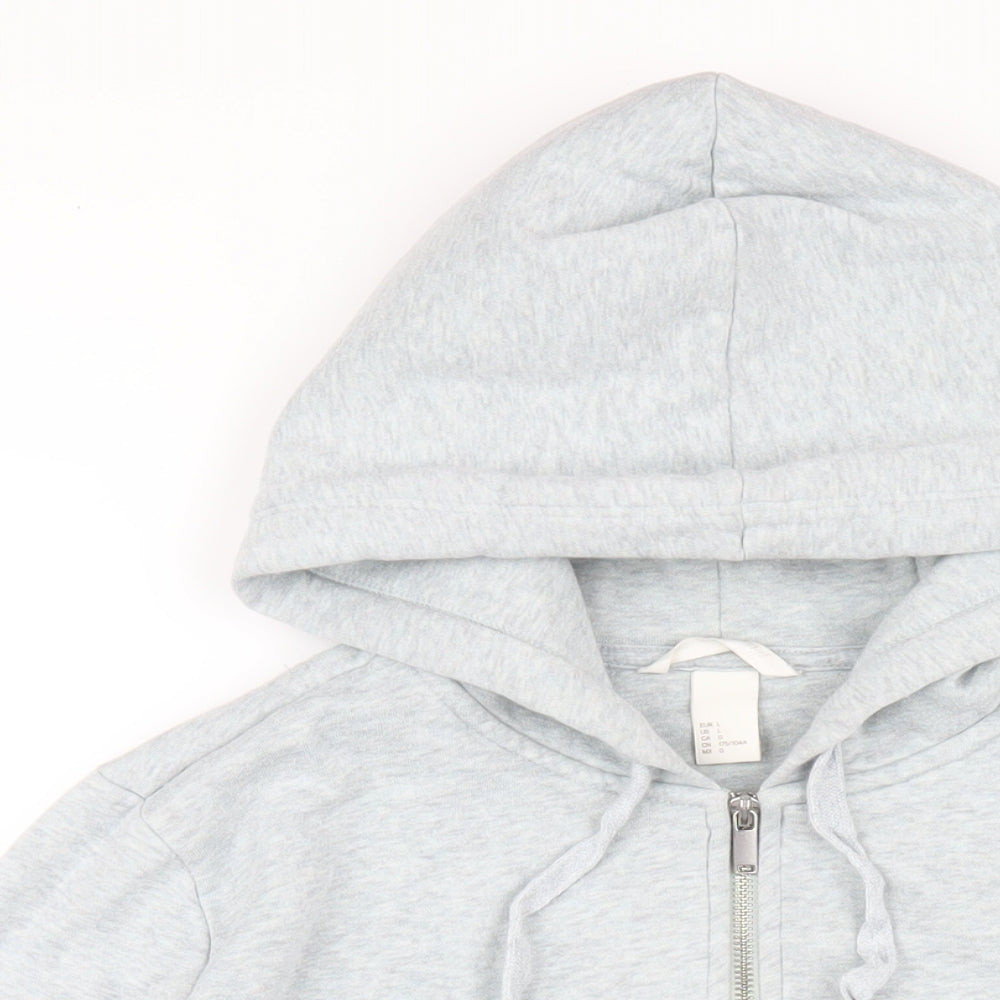H&M Womens Grey Cotton Full Zip Hoodie Size L Zip