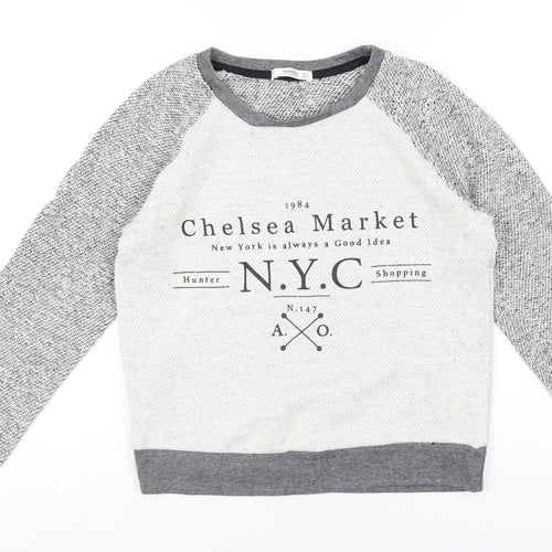 Mango Womens Grey Cotton Pullover Sweatshirt Size S Pullover