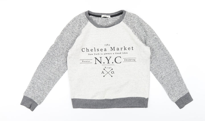 Mango Womens Grey Cotton Pullover Sweatshirt Size S Pullover