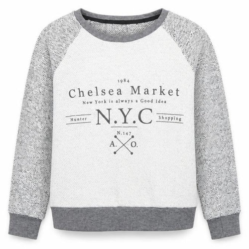 Mango Womens Grey Cotton Pullover Sweatshirt Size S Pullover