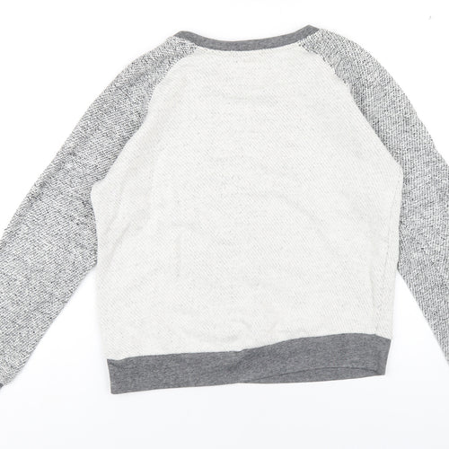 Mango Womens Grey Cotton Pullover Sweatshirt Size S Pullover
