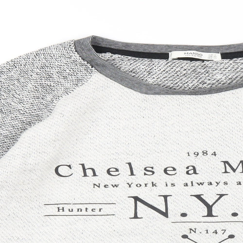 Mango Womens Grey Cotton Pullover Sweatshirt Size S Pullover