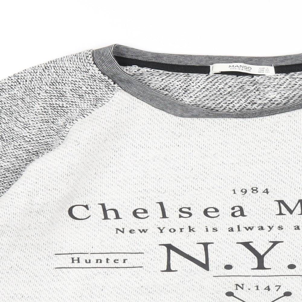 Mango Womens Grey Cotton Pullover Sweatshirt Size S Pullover
