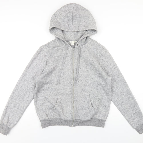 H&M Womens Grey Cotton Full Zip Hoodie Size M Zip