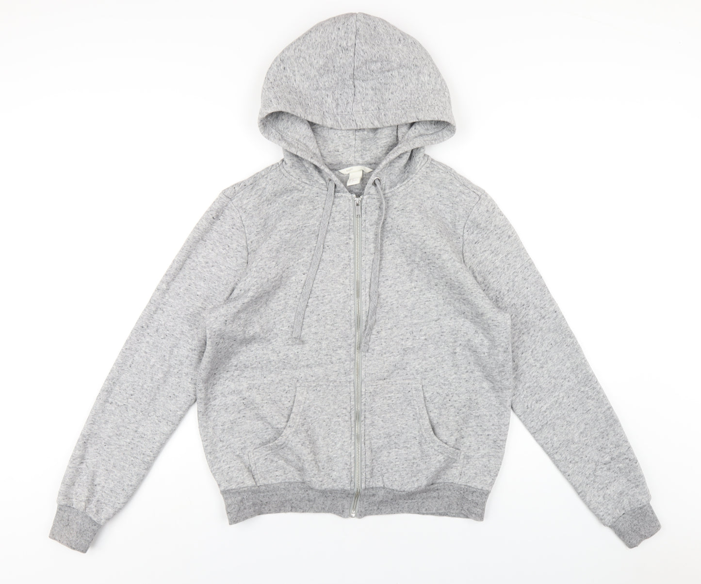 H&M Womens Grey Cotton Full Zip Hoodie Size M Zip