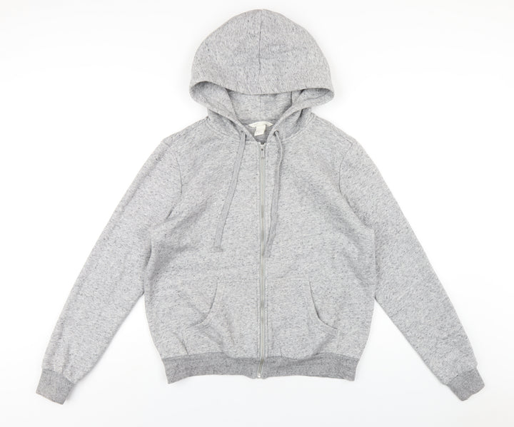 H&M Womens Grey Cotton Full Zip Hoodie Size M Zip