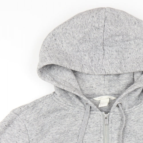 H&M Womens Grey Cotton Full Zip Hoodie Size M Zip