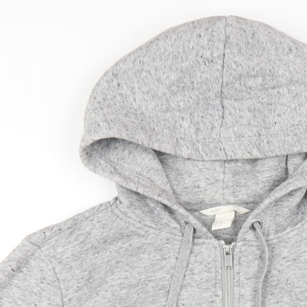 H&M Womens Grey Cotton Full Zip Hoodie Size M Zip