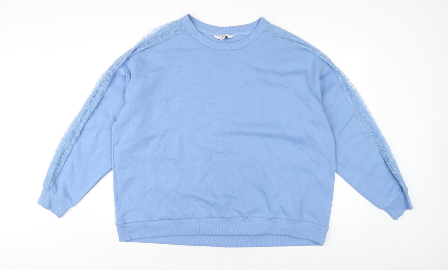 Marks and Spencer Womens Blue Cotton Pullover Sweatshirt Size 24 Pullover - Lace Detail