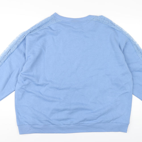 Marks and Spencer Womens Blue Cotton Pullover Sweatshirt Size 24 Pullover - Lace Detail