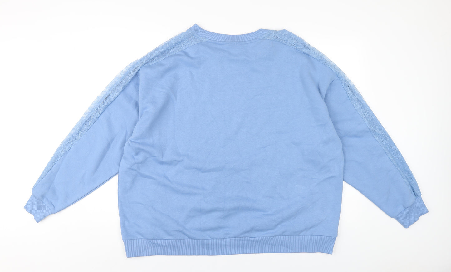 Marks and Spencer Womens Blue Cotton Pullover Sweatshirt Size 24 Pullover - Lace Detail