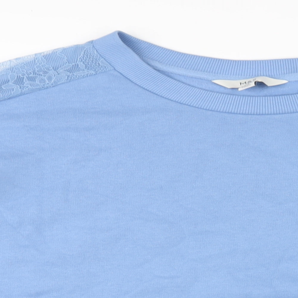 Marks and Spencer Womens Blue Cotton Pullover Sweatshirt Size 24 Pullover - Lace Detail