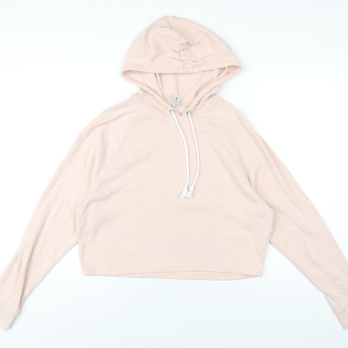 H&M Womens Pink Cotton Pullover Hoodie Size M Pullover