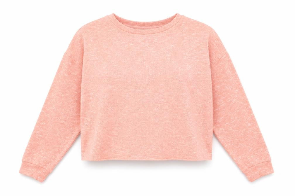 Front view of New Look women’s pink polyester pullover sweatshirt, size S, pullover