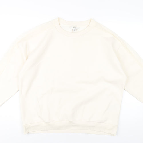 Marks and Spencer Womens Ivory Cotton Pullover Sweatshirt Size 18 Pullover - Lace Detail