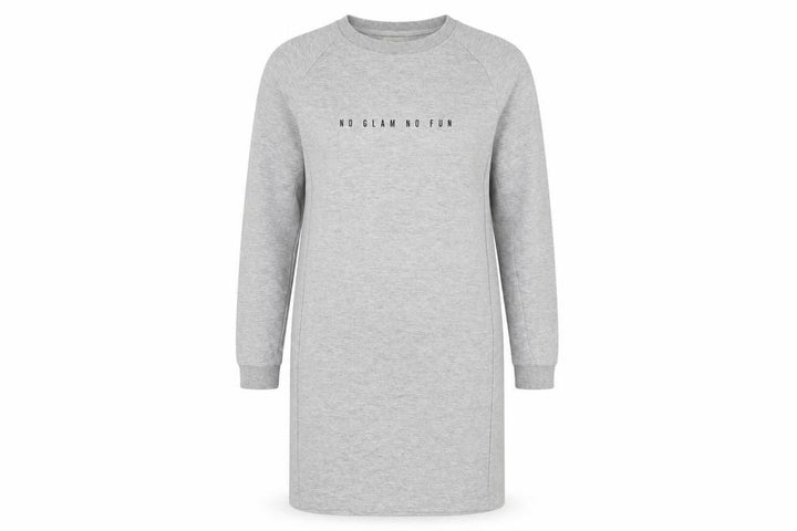 Mango Womens Grey Cotton Jumper Dress Size M Crew Neck Pullover