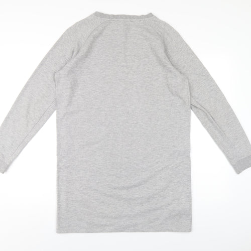 Mango Womens Grey Cotton Jumper Dress Size M Crew Neck Pullover