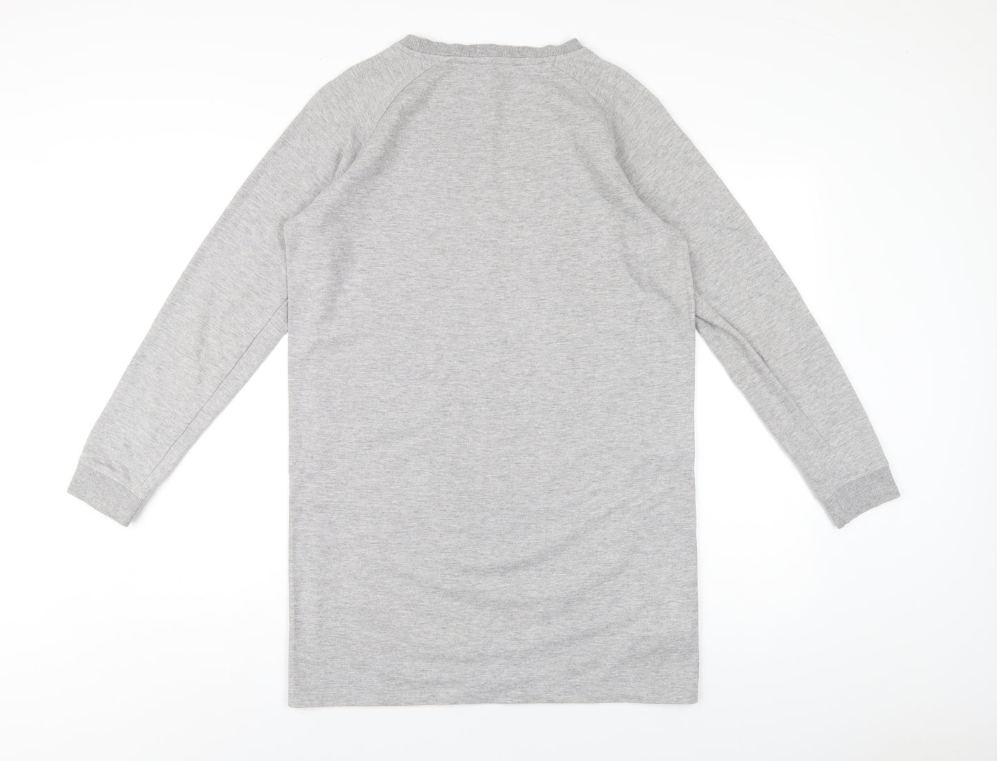 Mango Womens Grey Cotton Jumper Dress Size M Crew Neck Pullover