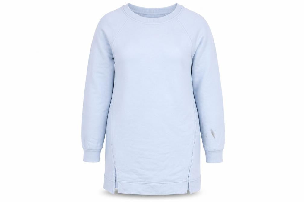 Marks and Spencer Womens Blue Cotton Jumper Dress Size 8 Crew Neck Pullover