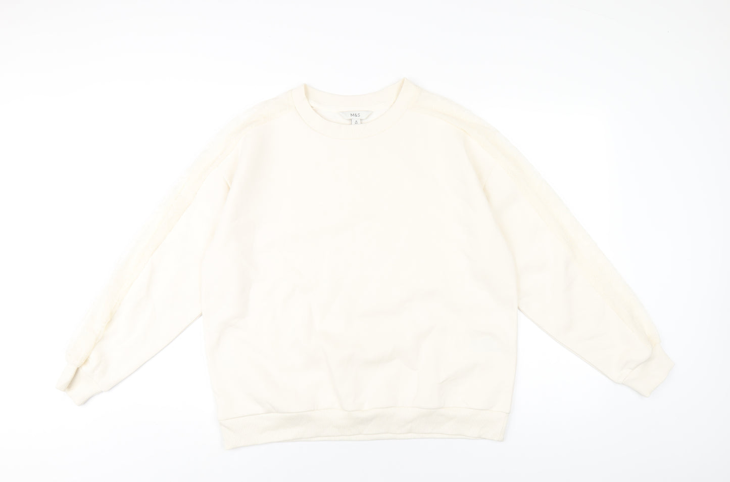 Marks and Spencer Womens Ivory Cotton Pullover Sweatshirt Size 16 Pullover - Lace Detail