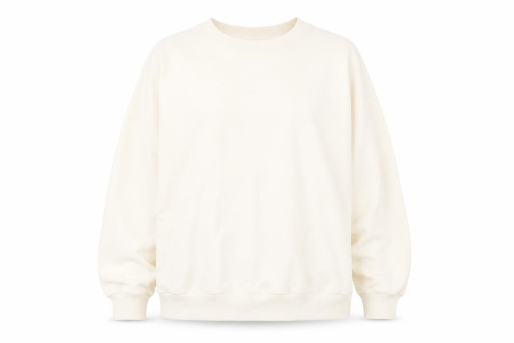 Front view of Marks & Spencer women’s ivory cotton pullover sweatshirt, size UK 16, pullover - lace detail