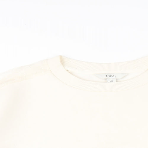 Marks and Spencer Womens Ivory Cotton Pullover Sweatshirt Size 16 Pullover - Lace Detail