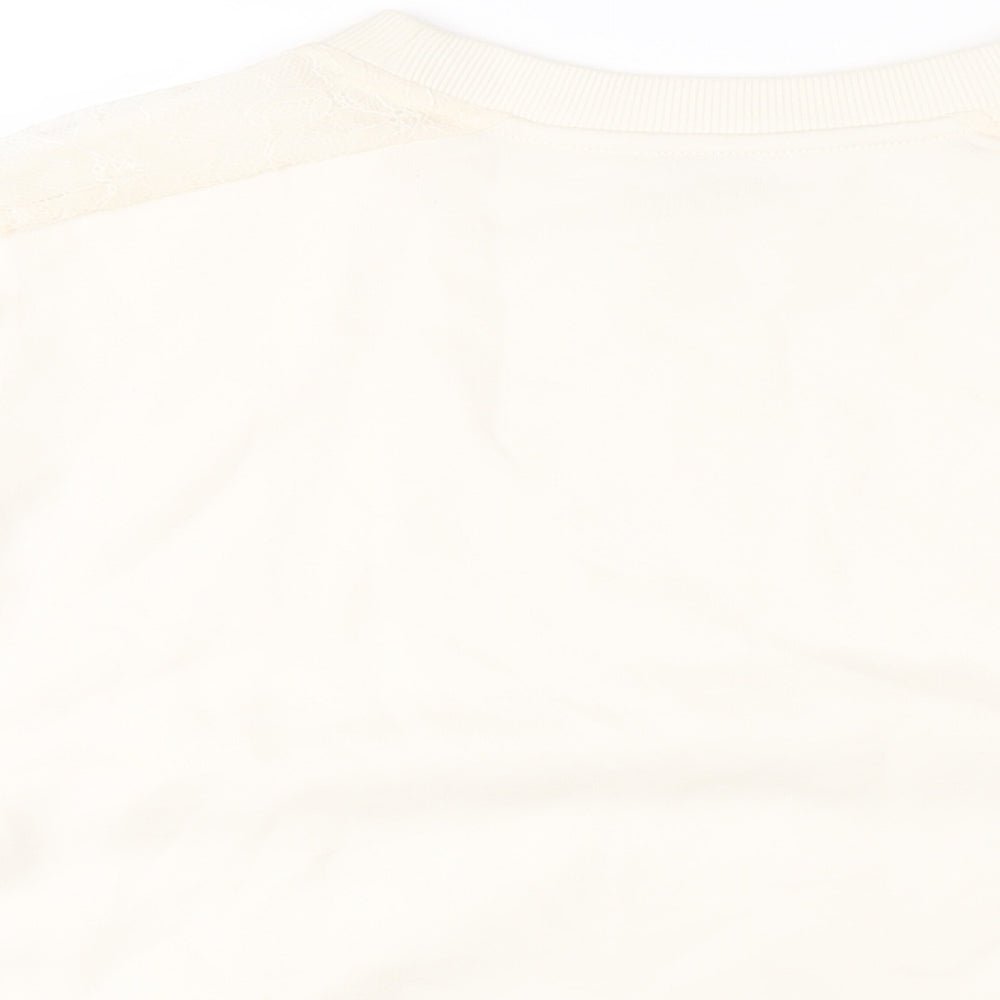 Marks and Spencer Womens Ivory Cotton Pullover Sweatshirt Size 16 Pullover - Lace Detail