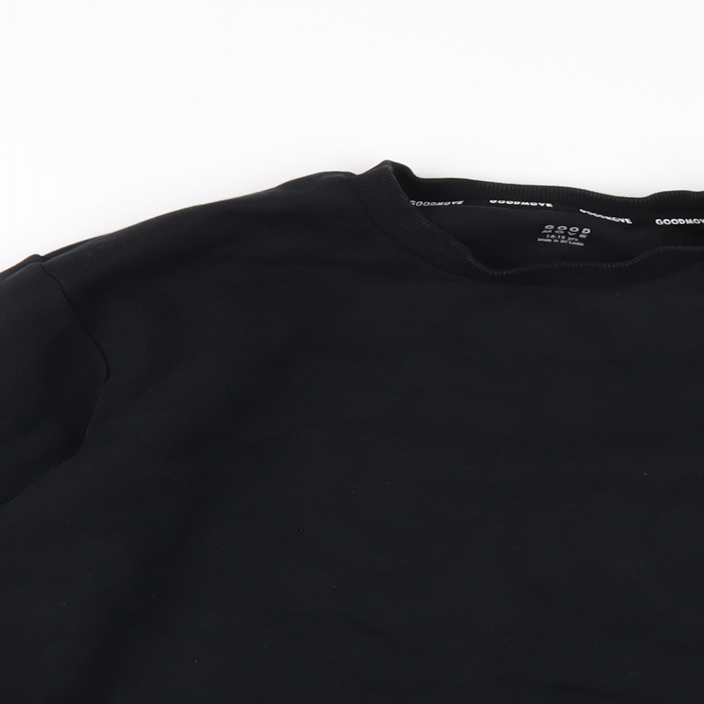 GOODMOVE Boys Black Cotton Pullover Sweatshirt Size 14-15 Years Pullover